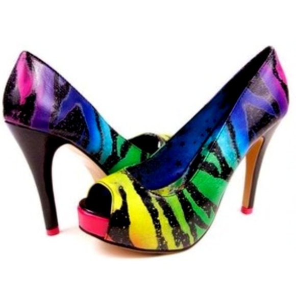 Iron Fist Shoes - Iron Fist Rainbow Zebracorn platform pump heel. EUC!